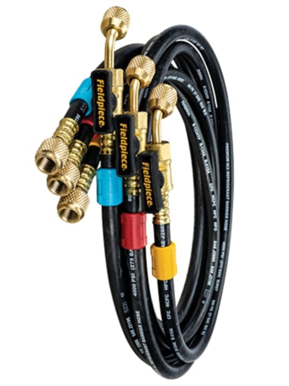 Fieldpiece HR3B Ball Valve Refrigerant Hose Set (3) with Color Tags - 1/4" x 1/4